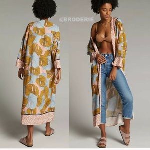 Anthropologie Sophia Bl^nk London tropical palms kimono